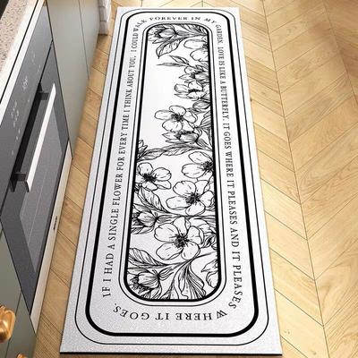 Vintage French Home Kitchen Absorbent Oil Absorbent Floor Mat Long Non-slip Dialgae Mud Floor Mat Bathroom Combination Carpet