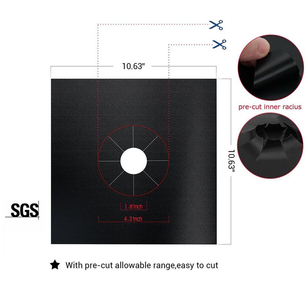 Reusable 4PCS Aluminum Gas Foil Stove Burner Protector Cover Liner Clean Mat Pad