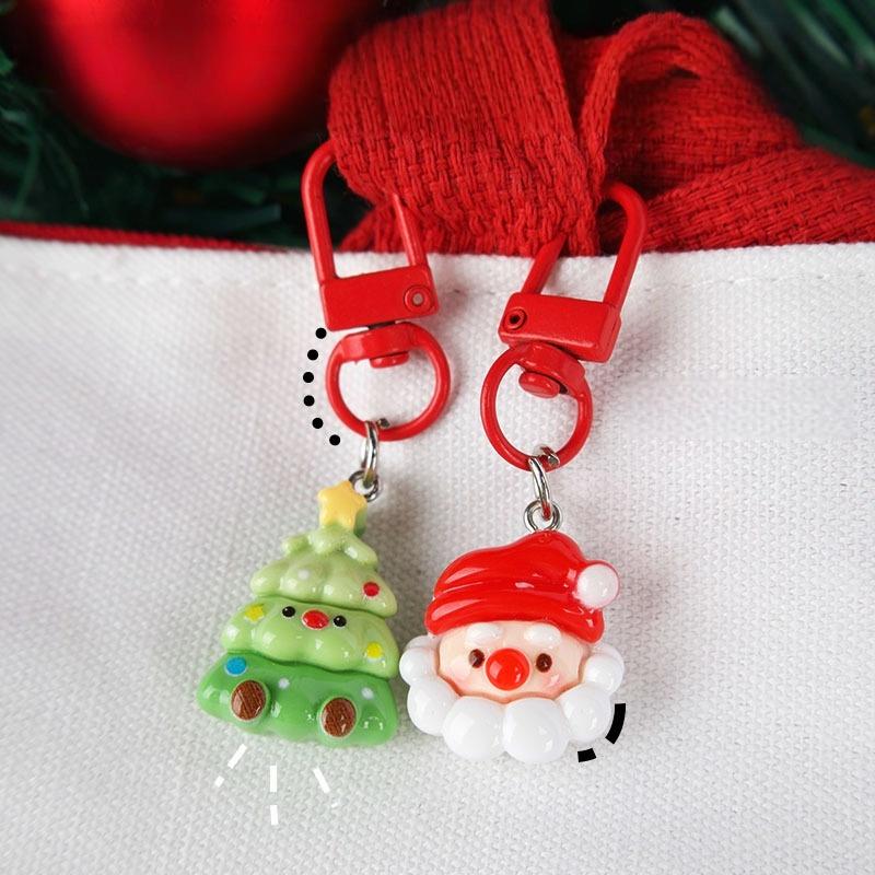 Cute Cartoon Christmas Pendant Santa Claus Tree Snowman Keychain Car Key Ring Backpack Decoration Accessories Children Gifts