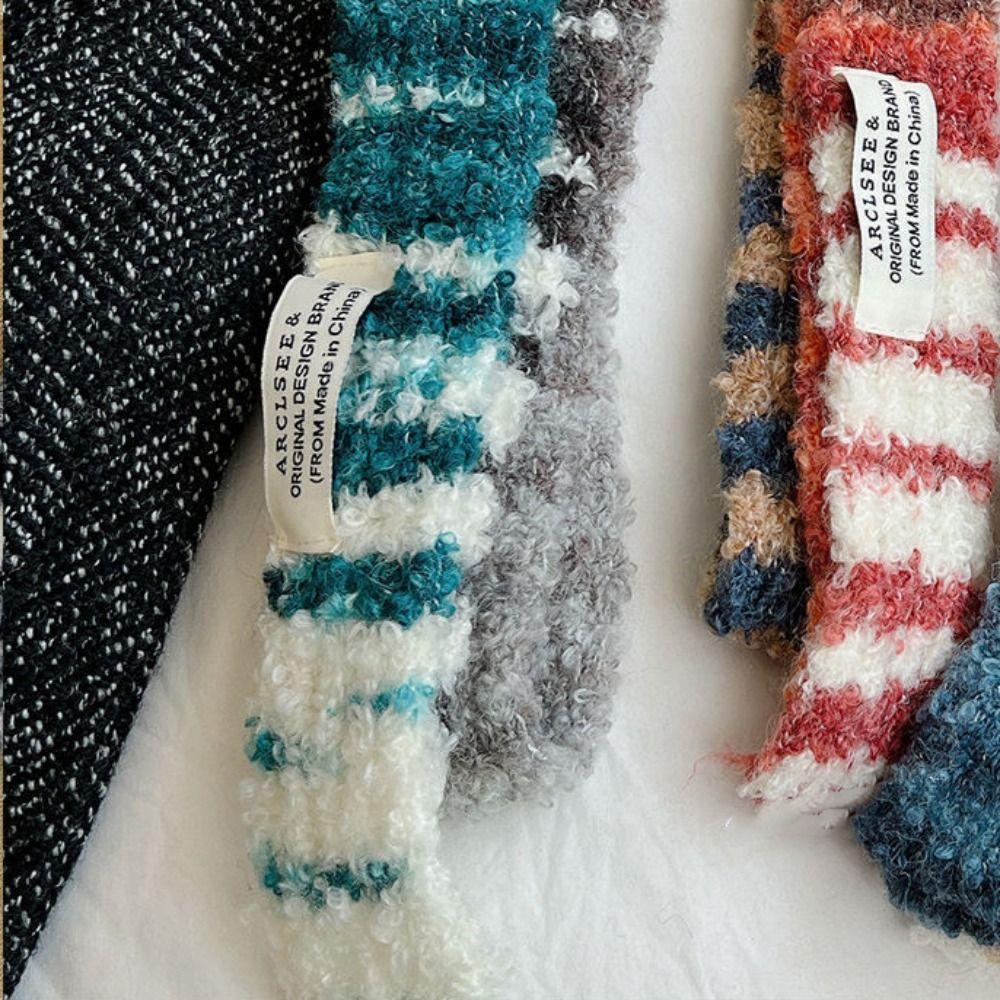 Imitation Cashmere Y2K Scarf Harajuku Style Striped Knitted Shawl  Collocation Clothing Accessories