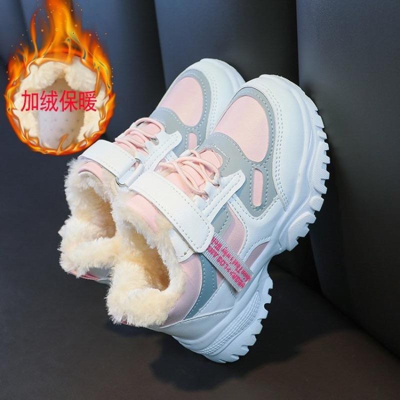 Sports Shoes for Girls Leather Cotton Warm Shoes for Boys Fall and Winter Students Big Kids Running Shoes for Kids Daddy Shoes