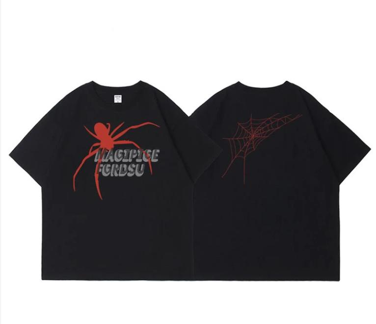 European And American Red Spider Letter Print Pure Cotton ShortSleeved TShirt For Unisex And Unisex Summer Top