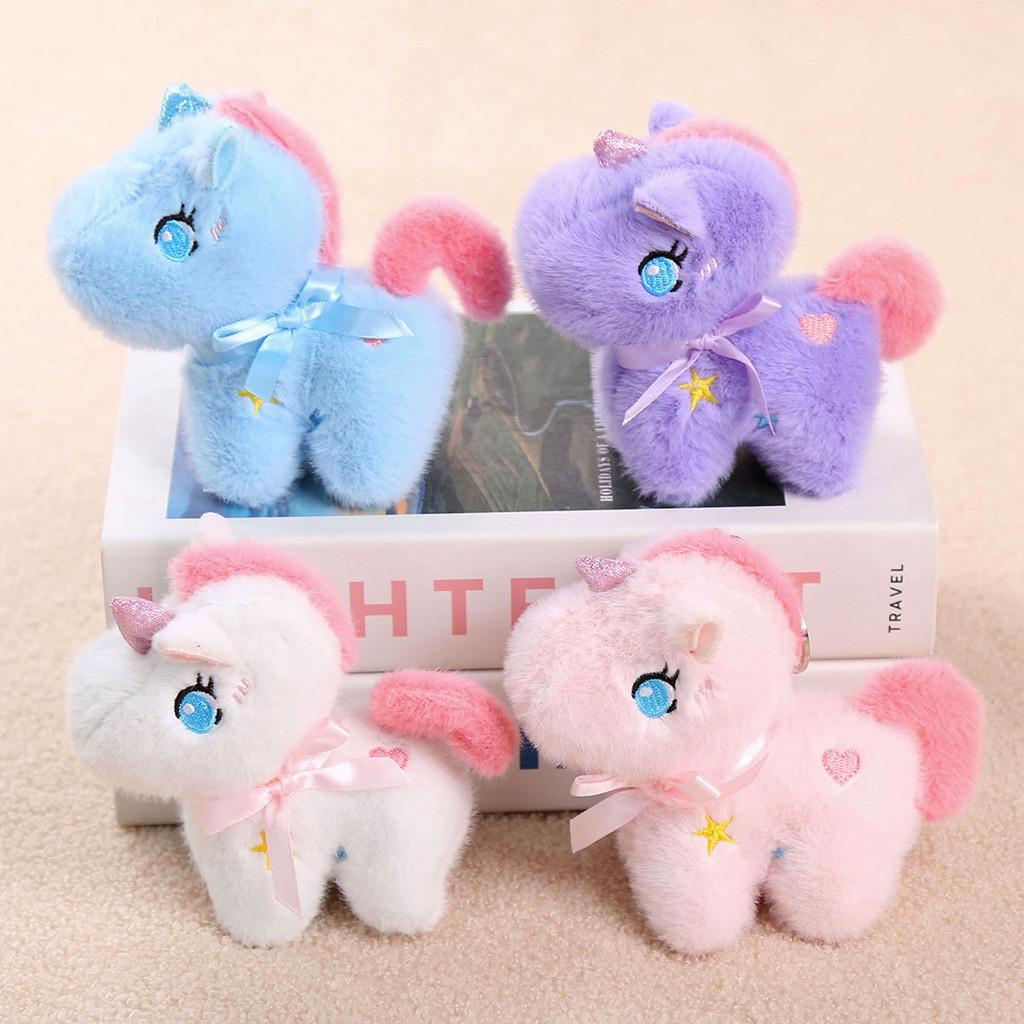 Unicorn Plush Toy Keychain Animal Figurine Soft Stuffed Doll For Girls Gifts