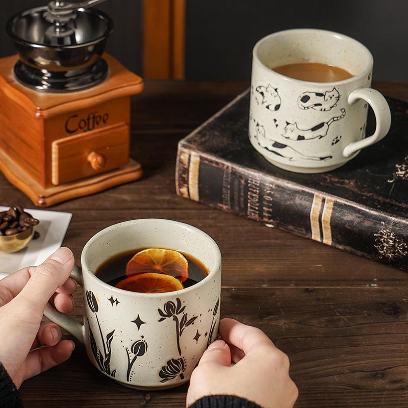 Künstlerischer Sinn Einfache Nordische Keramiktasse Ins Stil Kreative Persönlichkeit Retro Haushaltswasserbecher Kaffeetasse