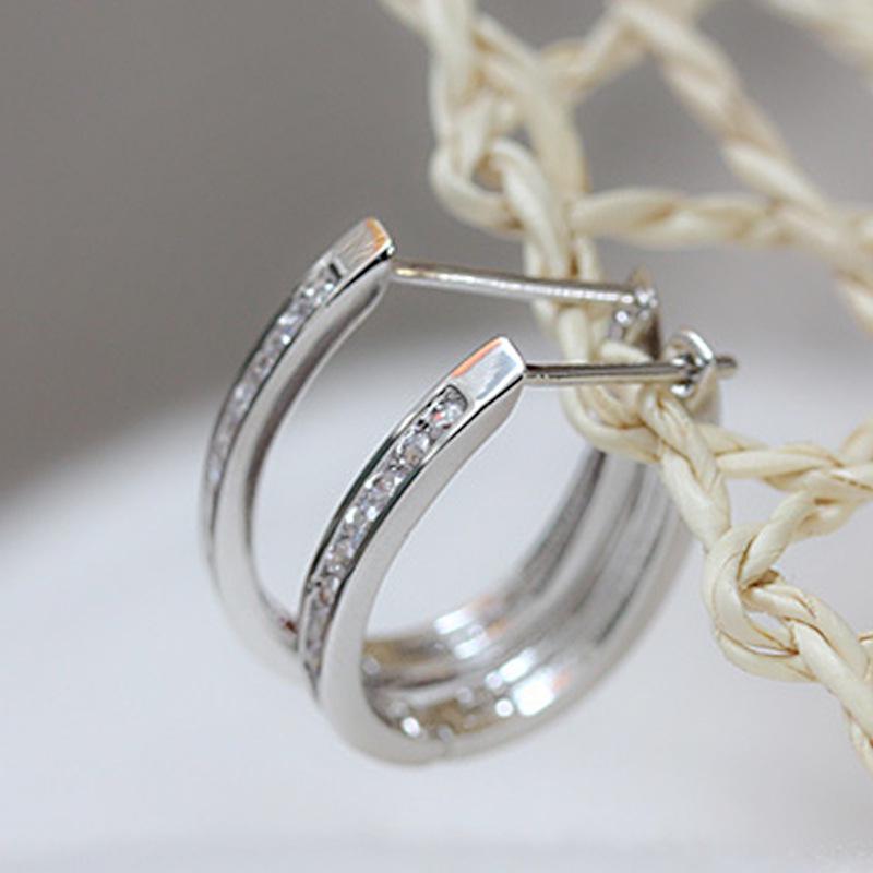 Jin Jiahua Hong Kong Fashion Silver-Plated Diamond Hoop Earrings