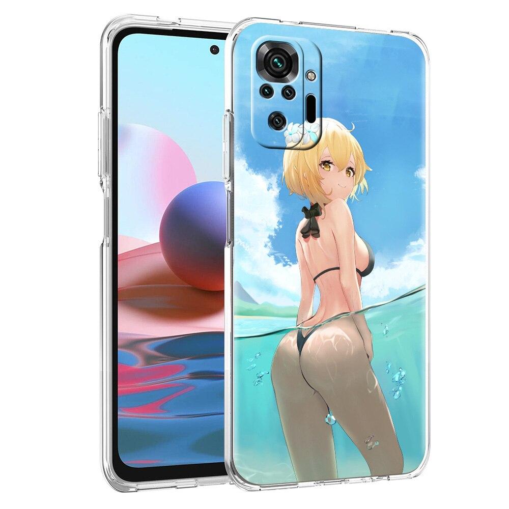 Pouzdro Genshin Impact Hentai Sexy Girl pro Xiaomi Poco X3 NFC M3 F3 Redmi Note 10 9S 9 8 Pro 7 8T 9C 9A 8A K40 Průhledný kryt