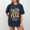 Faith Over Fear Christian Bible Verse Tee Jesus Church Vintage Unisex Gift Soft Heavy High Quality Cotton Tops Tee Shirt Short