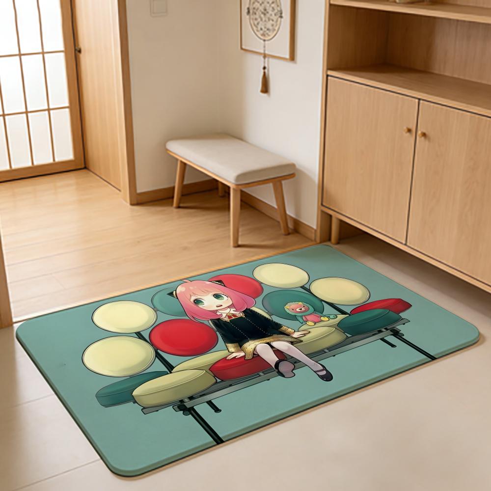 ANIME S-Spy Family Floor Mat Absorbent Floor Mat Non-Slip Entrance Rug for Bathrooms Restrooms and Toilets