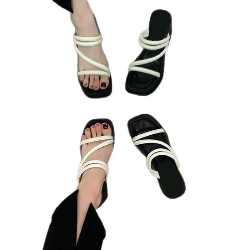 Chunk-heeled Shoes High-heeled Sandals Versatile Women's Shoes New Thick-soled Slippers