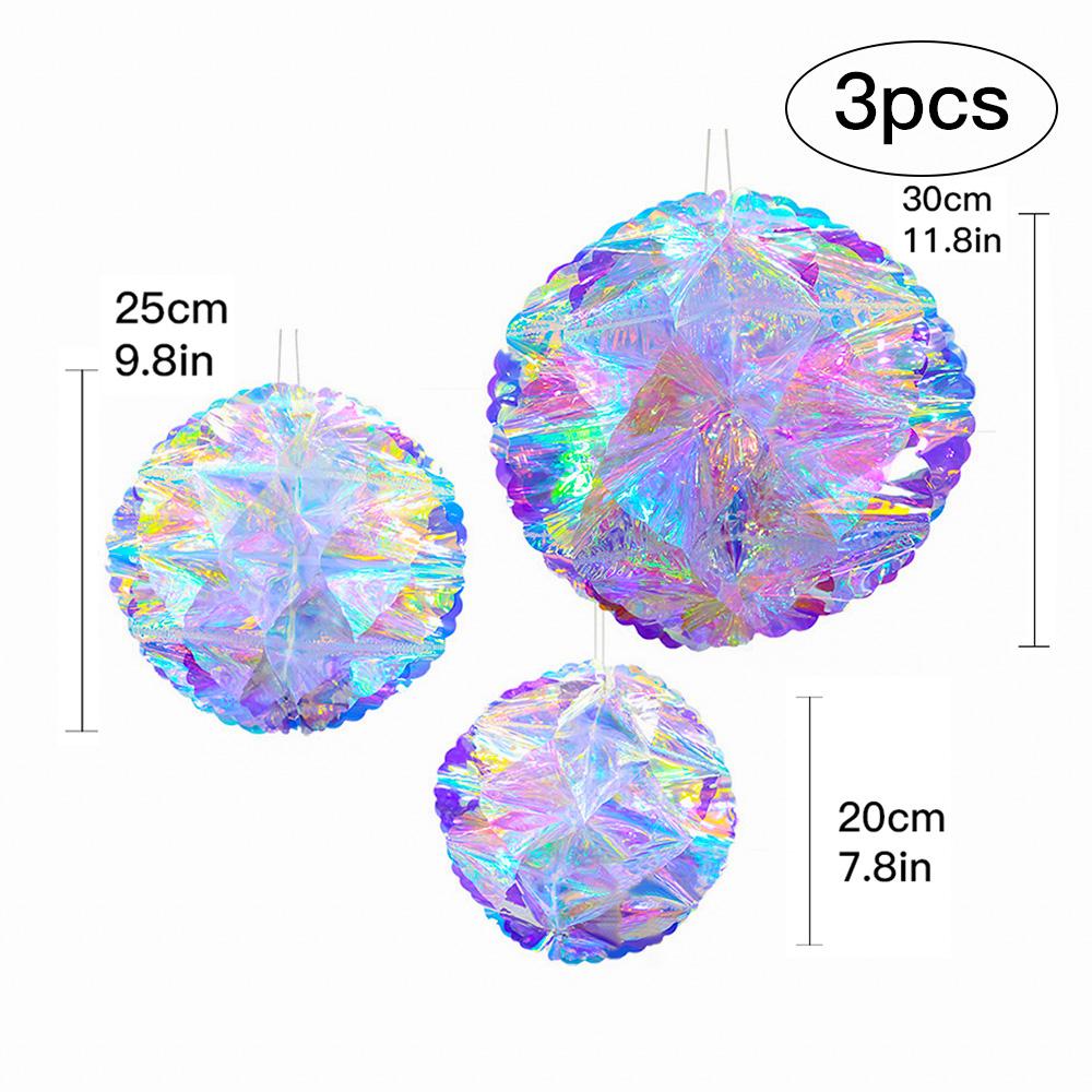 Iridescent Shiny Rainbow Honeycomb Snowflake Xmas Tree Star Fan Curtains For Birthday Party Wedding Christmas Decor
