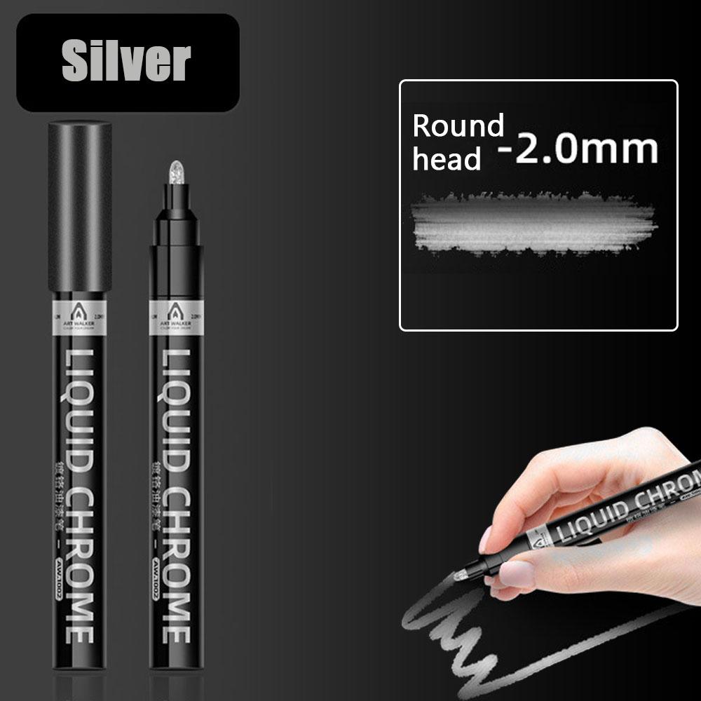 Chrome Mirror Marker Pen 0.7/1/2mm DIY Reflective Art Paint Pen Permanent Color Markers Gold Silver Bronze Marker Car Styling