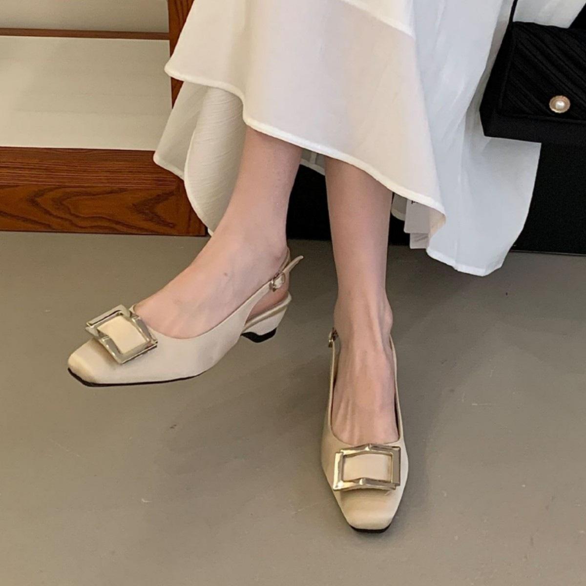 

Spring Square Head Versatile Shallow Mouth Flat Shoes Commuter Work Shoes Women S Single Shoes 39