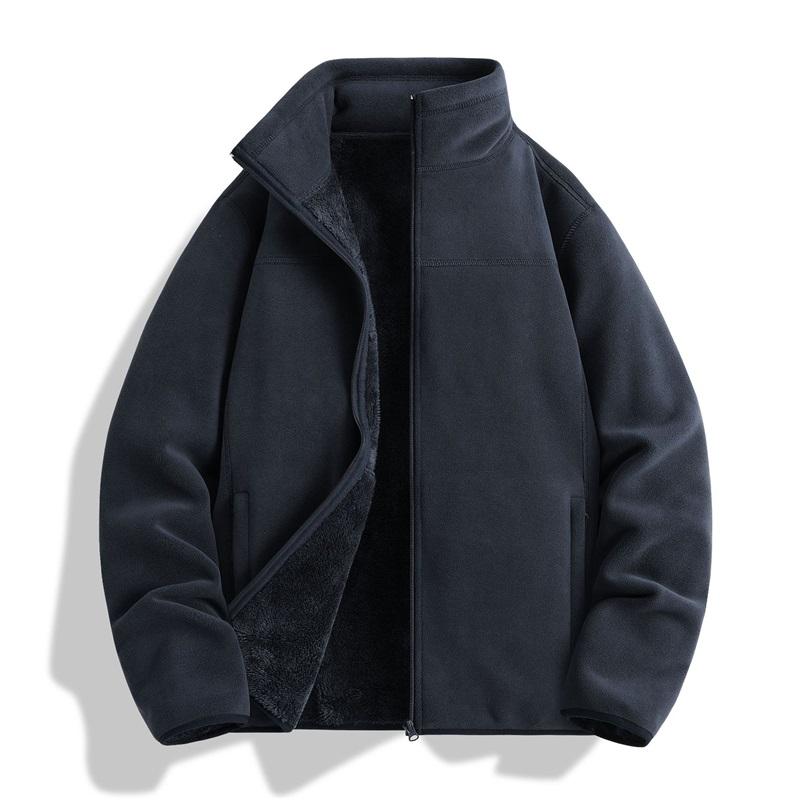 Men's Autumn And Winter Oval Fleece With Thickened Fleece Warm Stand Collar Double Sided Jacket