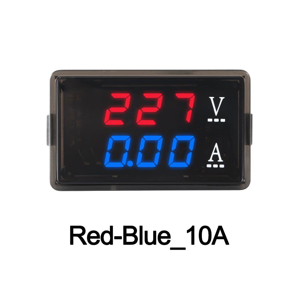 AC70-480V/10A 0.56-inch LED Screen AC Dual Digital Display Voltmeter And Ammeter Volt Meter Gauge Blue+Red