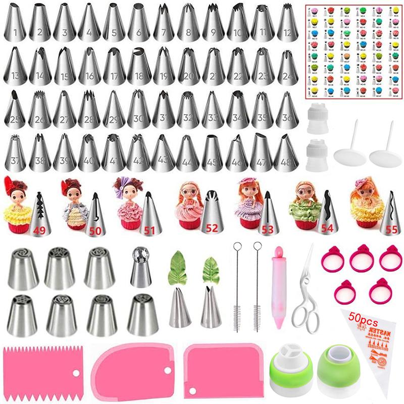 135pcs Cake Decorating Tools Spatula Kit Bakeware Pastry Tools Cake Design Accessories Piping Bag Dress Nozzles Set Icing Socket