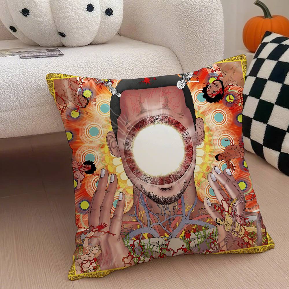 Funny S-Shintaro Kago Art Pillow Case Anti-dustmite Pillowcase Invisible Zipper Silky Short Plush Sofa Cushion Cover