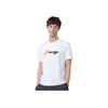 Li Ning Badminton Series Large Logo Print Quick-Dry Breathable Round Neck Short Sleeve T-Shirt Men Tops White AHSS241-1