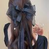 Korean Elegant Sweet Large Bow Hair Clip Women Ponytail Ribbon Temperament Premium Feeling Hairpin Party Headpieces