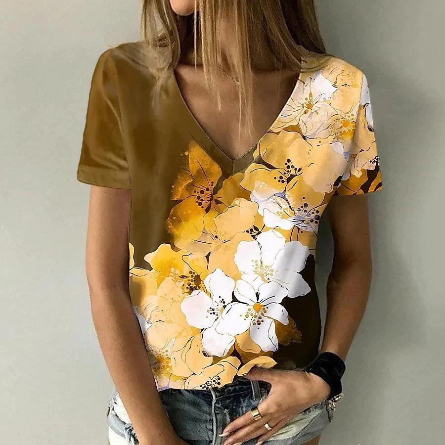 Summer T-shirt for Women Tops Women T-shirt Flower 3D Print Child Adult T-shirt Fashion Short Sleeve Casual Female Clothing