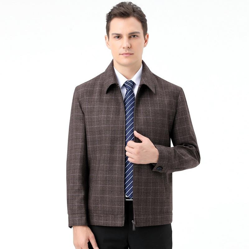 Spring Middle-aged and Elderly Wool Jacket Men's Fashion Business Dad Casual Wool Jacket