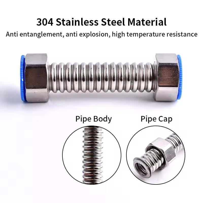 20/40/60/100/150/200cm G1/2 Inch 304 Stainless Steel Flexible Bellows High Pressure Explosion-proof Hose Cold and Hot Water Pipe