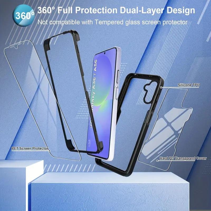 360° Oboustranný průhledný kryt na telefon pro Samsung Galaxy A36 A56 A26 A35 A34 A55 A54 A53 A25 5G A16 A15 A14 A13 A12 A06 A05 A04