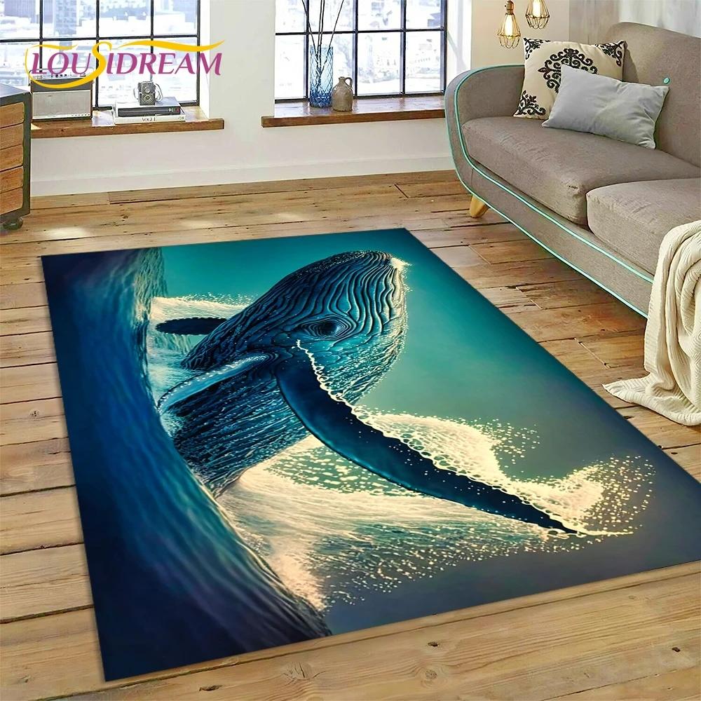 3D Podmořský svět Mořské dno Kreslený koberec s delfínem Koberec pro obývací pokoj Ložnice Domácí dekorace, Protiskluzová dekorace na pohovku Dárek Dítě