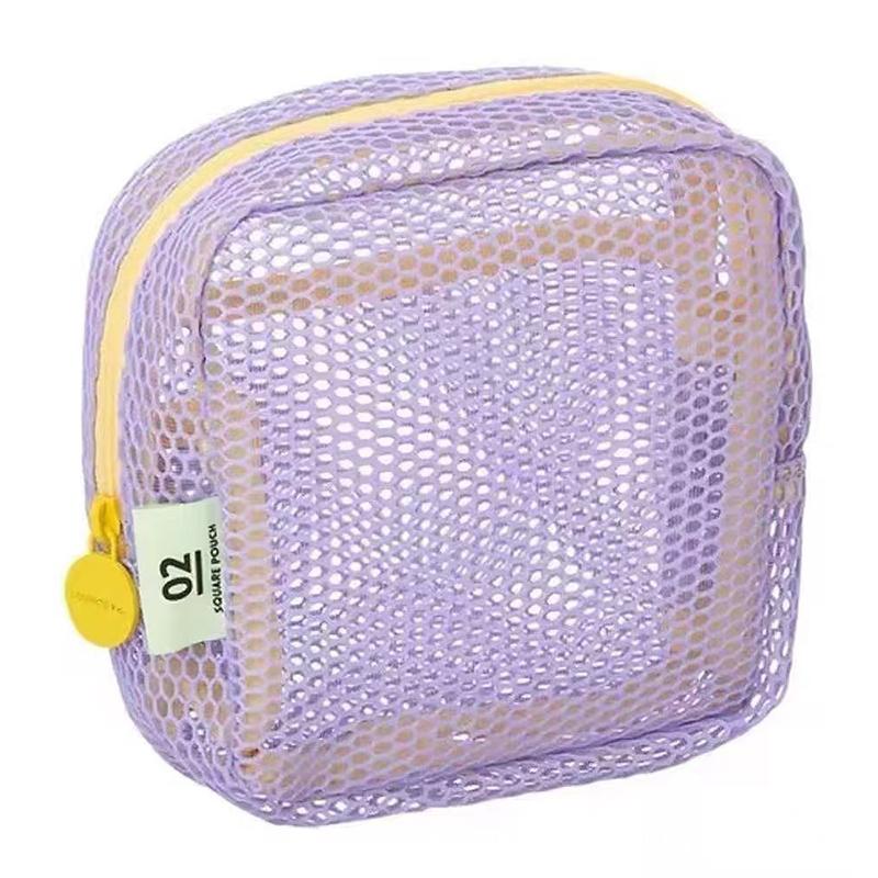Large Capacity Mesh Storage Bag Breathable Zippered Portable Organizer for Travel Cosmetics Gym Small Items