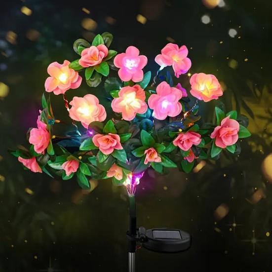LED Solar Flower Light IP65 Waterproof Automatic ON/OFF Simple Installation