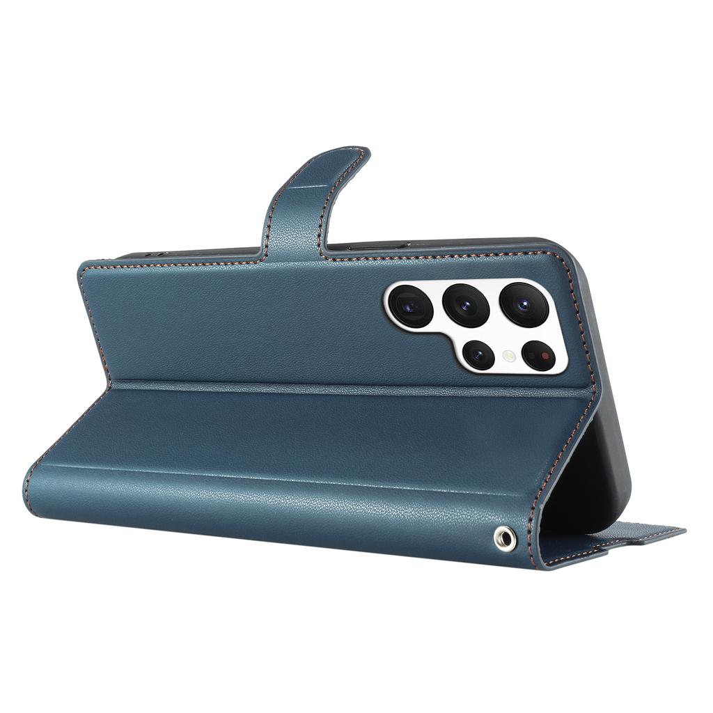 For Samsung Galaxy S23 Ultra Case Dots Imprinted PU Leather Flip Phone Cover with Card Slot, Strap