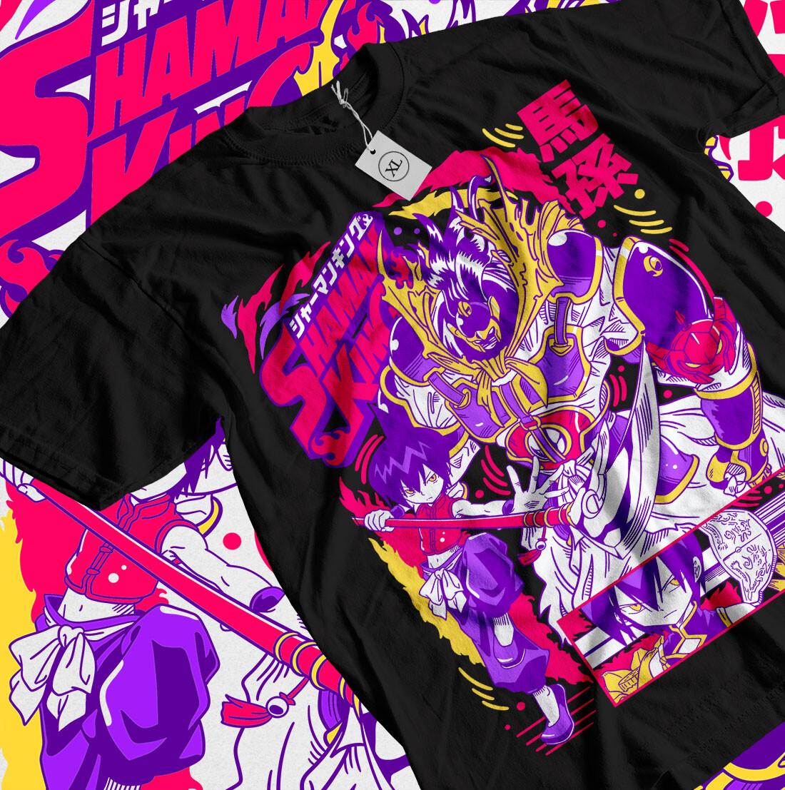 Len Tao Shaman King T-shirt Amidamaru Yoh Asakura Anime Manga Shirt All Size S