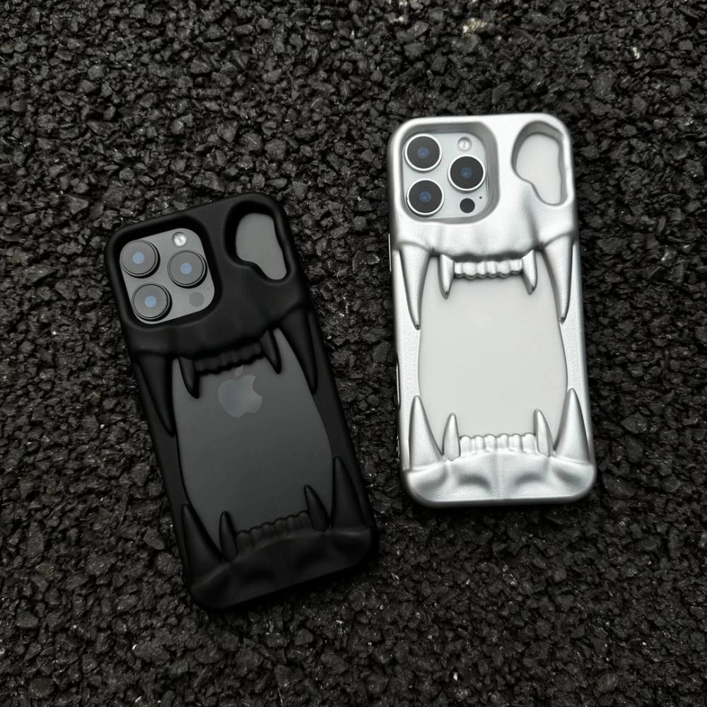 Luxury Cut-Out Plating Hollow Tiger Tooth Skull Case For iPhone 17 Air 16 15 14 Plus 13 12 Pro Max 11 Cooling Shockproof Cover