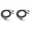 1-5pcs 2 RCA Male to 2 6.35 Jack Male Audio Cable Aluminum Alloy Shell 1.5m Connector Converter Adapter Cord for various CD
