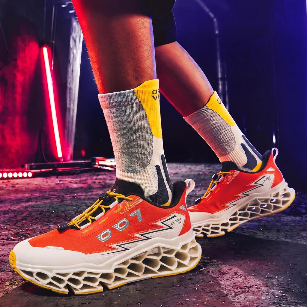 Men 3D Printed Outdoor Shoes Lightweight Breathable Trail Sneakers Futuristic Sport Walking Shoes for Hiking Travel Summer