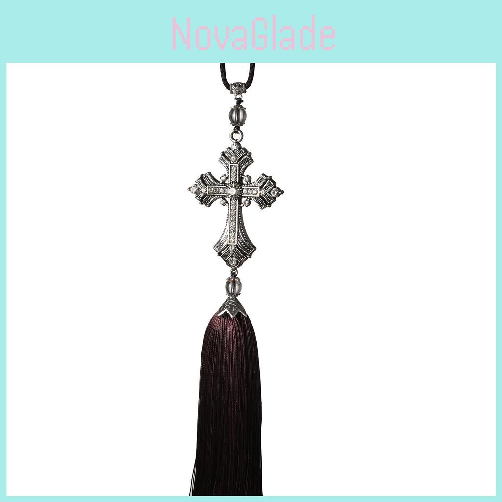 Car Pendant Cross Decoration Stylish Alloy Crystal Diamond Hanging Ornament