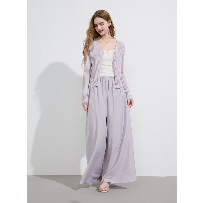 

Women s 2025 Summer High-Waist Wide-Leg Cropped Pants L