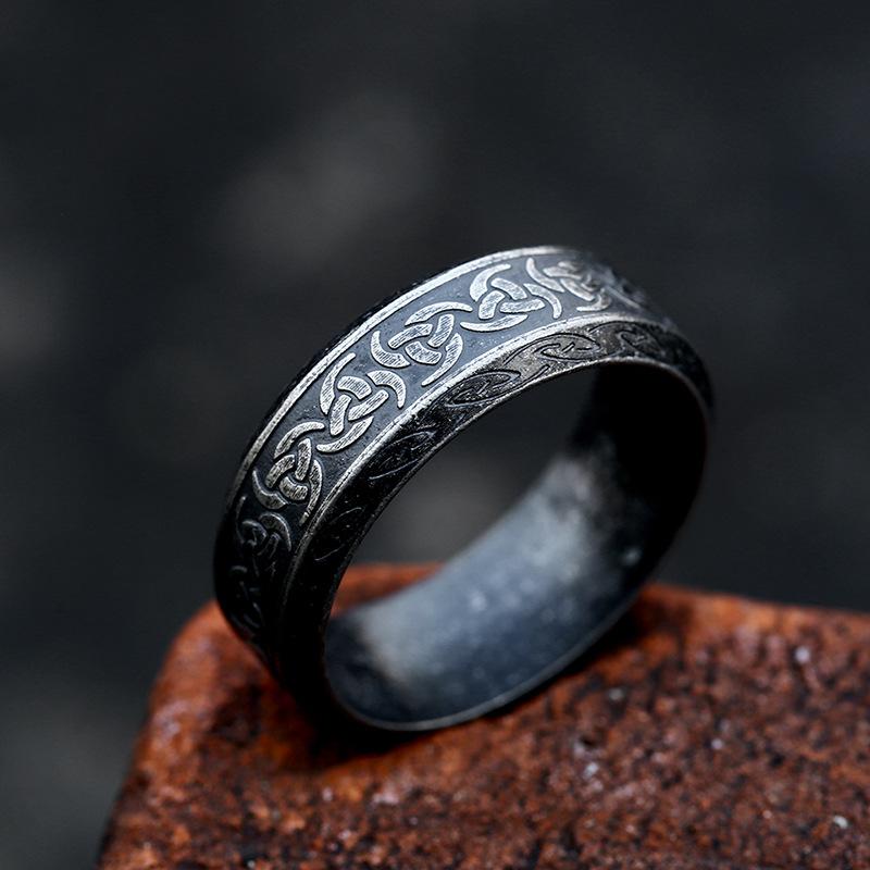 Vintage Silver Viking Rune Rings for Men Women Nordic Odin Amulet Stainless Steel Fashion Jewelry Simple Norse Style