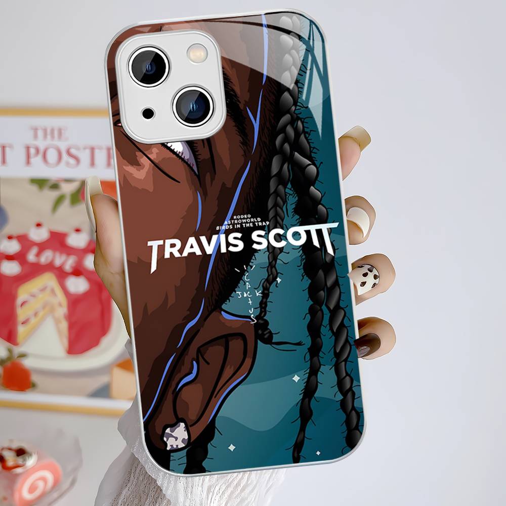 T-Travis S-ScottS Singer For IPhone 14 13 12 Mini 11 Pro XS Max X XR 14 Plus Tempered Glass Cover