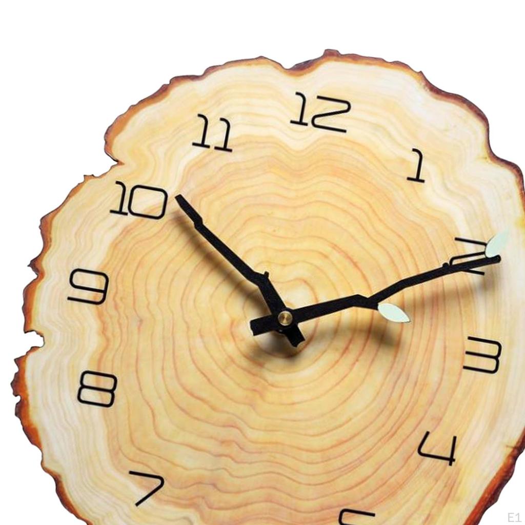 Annual Ring Wall Clock,Arabic Numerals Tree Stump Shape Wood Grain Clock Indoor Outdoor for