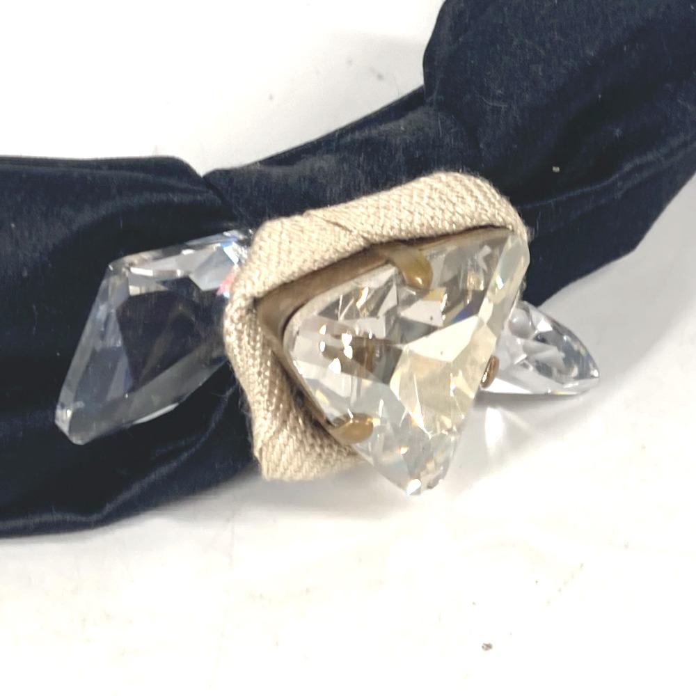 MIUMIU crystal Hair band head band Katyusha Satin Black