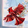 Red Hierarch Stained Window Hanging Ornament, Bird Flying Shape Garden Stained Acrylic Window Panel, Great Gift for Mom Grandma and Birds Lover for