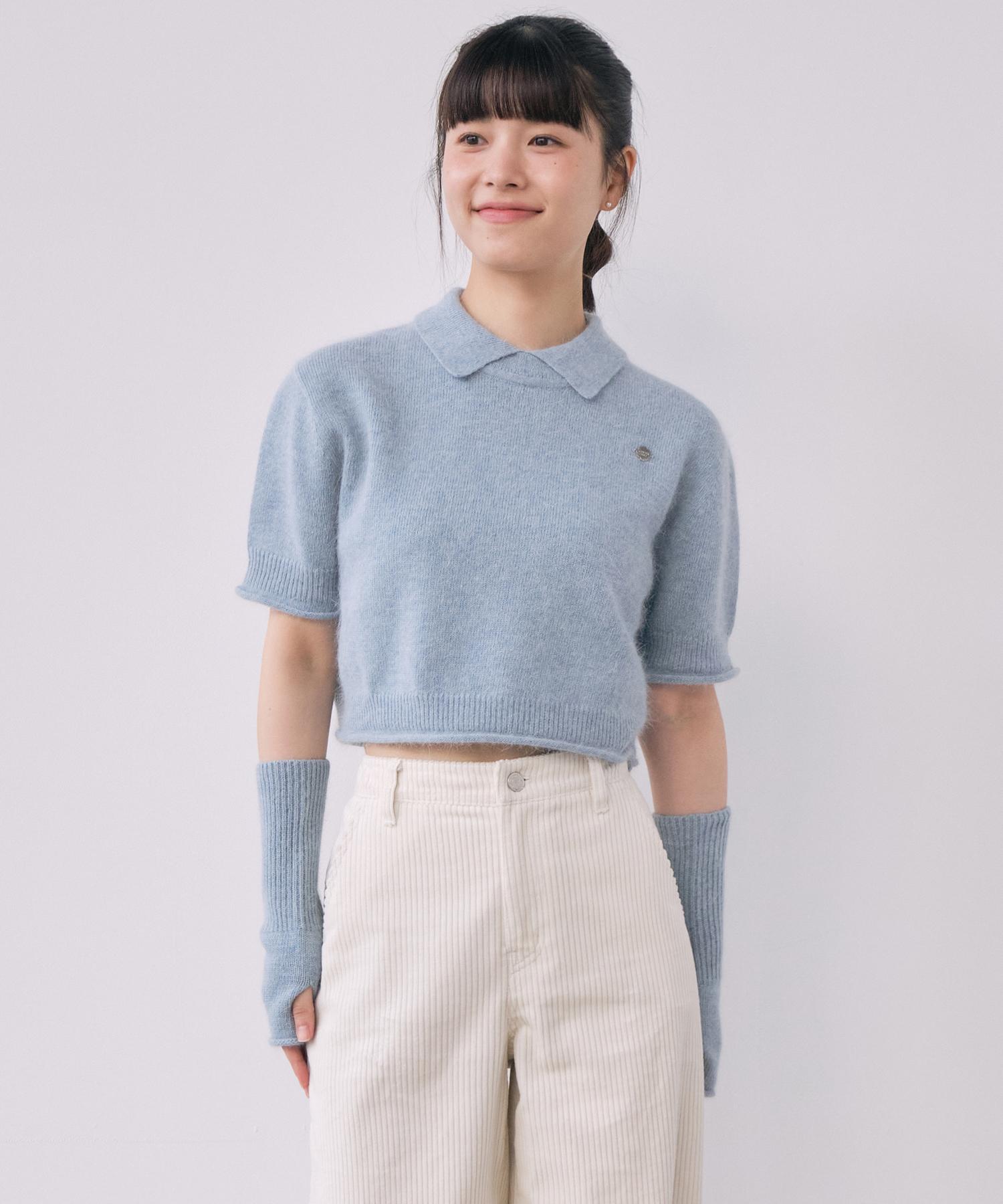Covernat Woman Collar Angora Half Knit Sky Blue Sky Blue/Wm