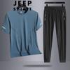 JEEP SPIRIT Men's Ice Silk Short Sleeve T-shirt & Pants Set