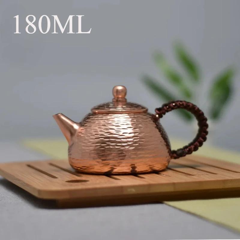 

Все ручные утолщенные чистые красные медные пузырьковые чайники Hammer Point антикварные маленькие медные чайники для чая кунг-фу аксессуары