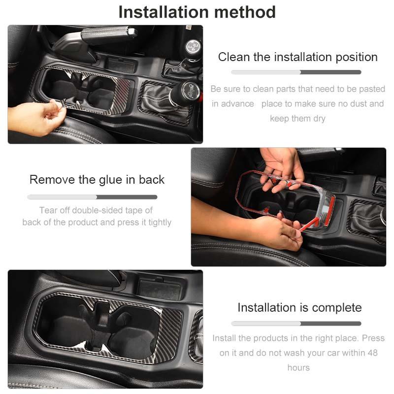 ABS Car Gear Shift Decoration Front Cup Holder Window Switch Cover For Jeep Wrangler JL 2018 Up For JT Gladiator Interior Accessories
