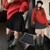 Maternity Woolen Polka Dot Pleated Skirt: Autumn/Winter Academy Style, Korean-Inspired, Versatile Short Skirt.