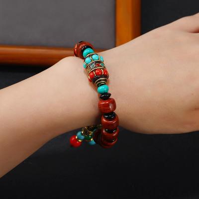 Xizang Yak Bone Bracelet Retro Tibetan Nepalese Turquoise Wenwan Bracelet Men's and Women's Buddha Bead Accessories