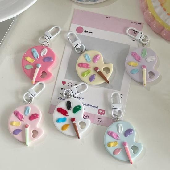 Keychain Pendant Artist Palette Brush Design Keychain Pendant with Metal Lobster Buckles Bags Keys Backpacks Keyring