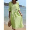 Spring/Summer New Style Elegant Casual Round-neck Long-sleeved Solid Color Women's Dress