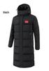 Chinese Captain Style Down Coat for Sports Students - Knee-Length, Winter Training Outerwear, National Costume-Inspired Long Robe
